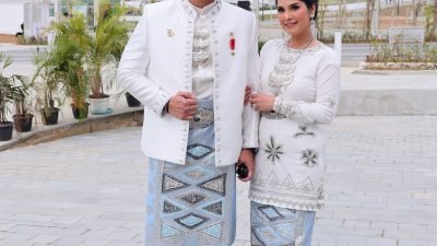 Menteri AHY Kenakan Baamar Galung Pancar Matahari dari Kalimantan Tengah pada Upacara Peringatan HUT ke-79 Kemerdekaan RI