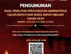 KPU Umumkan Hasil Penelitian Administrasi Bakal Paslon Bupati dan Wakil Bupati Melawi