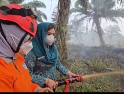 Ikut Padamkan Api, Ketua TP PKK Kalbar dan Melawi Apresiasi Pengorbanan Relawan Karhutla